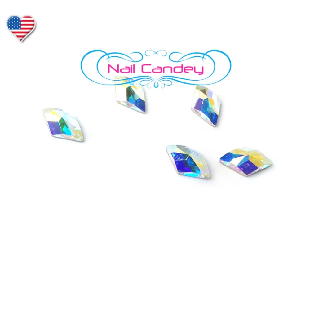 Rhombus Crystals AB Clear 6x10mm Flatback